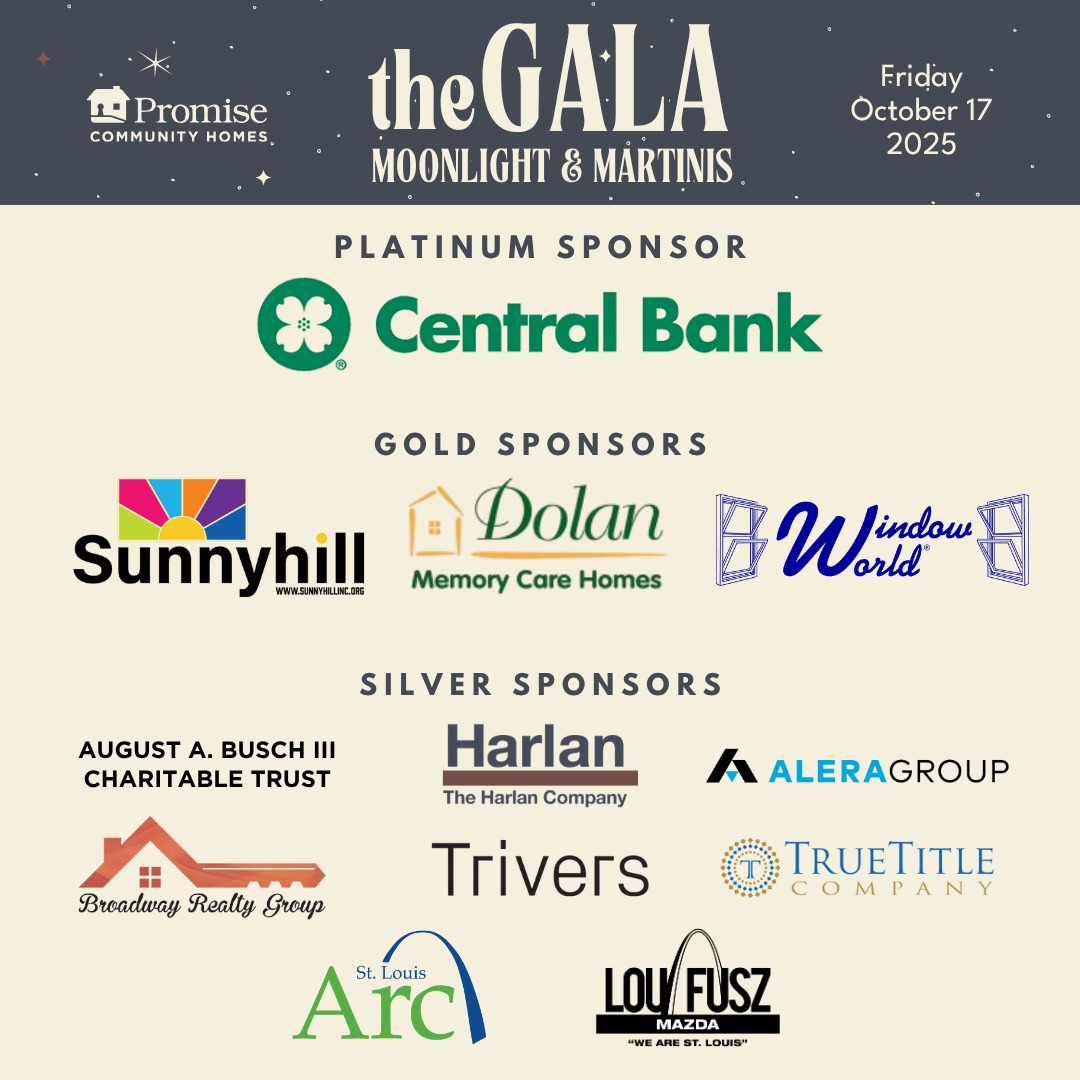 🌟👏 𝐌𝐚𝐣𝐨𝐫 𝐩𝐫𝐨𝐩𝐬 to all sponsors for 𝐏𝐂𝐇’s biggest fundraiser of the year—𝐓𝐡𝐞 𝐆𝐚𝐥𝐚: 𝐌𝐨𝐨𝐧𝐥𝐢𝐠𝐡𝐭 & 𝐌𝐚𝐫𝐭𝐢𝐧𝐢𝐬 🎉🌙—which is 𝐒𝐎𝐋𝐃 𝐎𝐔𝐓! 🙌
𝐒𝐩𝐞𝐜𝐢𝐚𝐥 𝐬𝐡𝐨𝐮𝐭𝐨𝐮𝐭 to:
@centralbankmo 
@sunnyhill_inc 
@dolancare 
@windowworldstl 
@thealeragroup 
𝐀𝐮𝐠𝐮𝐬𝐭 𝐀. 𝐁𝐮𝐬𝐜𝐡 𝐈𝐈𝐈 𝐂𝐡𝐚𝐫𝐢𝐭𝐚𝐛𝐥𝐞 𝐓𝐫𝐮𝐬𝐭
𝐁𝐫𝐨𝐚𝐝𝐰𝐚𝐲 𝐑𝐞𝐚𝐥𝐭𝐲 𝐆𝐫𝐨𝐮𝐩
𝐓𝐡𝐞 𝐇𝐚𝐫𝐥𝐚𝐧 𝐂𝐨𝐦𝐩𝐚𝐧𝐲
@loufuszmazdastl 
@stlouisarc 
@trivers_arch 
𝐓𝐫𝐮𝐞 𝐓𝐢𝐭𝐥𝐞 𝐂𝐨𝐦𝐩𝐚𝐧𝐲
💙💛Even if you missed out on the party, you can still help create 𝐟𝐨𝐫𝐞𝐯𝐞𝐫 𝐡𝐨𝐦𝐞𝐬 for individuals with 𝐈𝐃𝐃. 🏠
🔗 Visit the link in our bio for “𝐆𝐚𝐥𝐚 𝐃𝐨𝐧𝐚𝐭𝐢𝐨𝐧𝐬” thru our Linktree 
#thankyousponsors #communitysupport #soldout #underthestars #fundraiser #stlevents #nonprofitevents #promisecommunityhomes #pchstl #communityimpact #foreverhome #accessiblehousing #affordablehousing #givingback #stlnonprofit #iddcommunity #supportinstyle #housingmatters #stlouis #accessibilitymatters